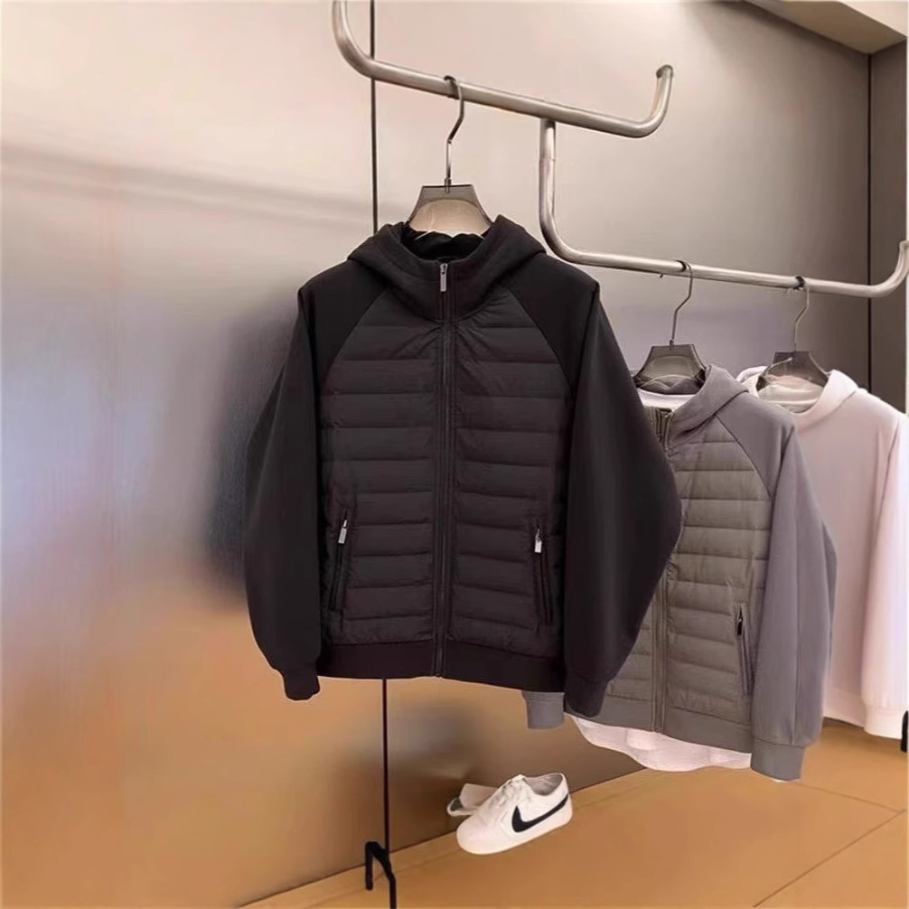 潮流秋冬季2025年连帽设计感休闲纯色小众拼接男青年连帽外套保暖