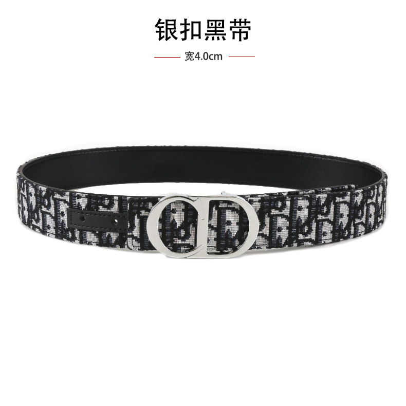 跨境男士皮带3.8cm时尚平纹荔枝纹简约布带皮带字母cd扣头腰带 13
