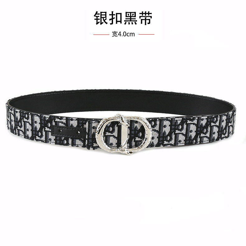 跨境男士皮带3.8cm时尚平纹荔枝纹简约布带皮带字母cd扣头腰带 20