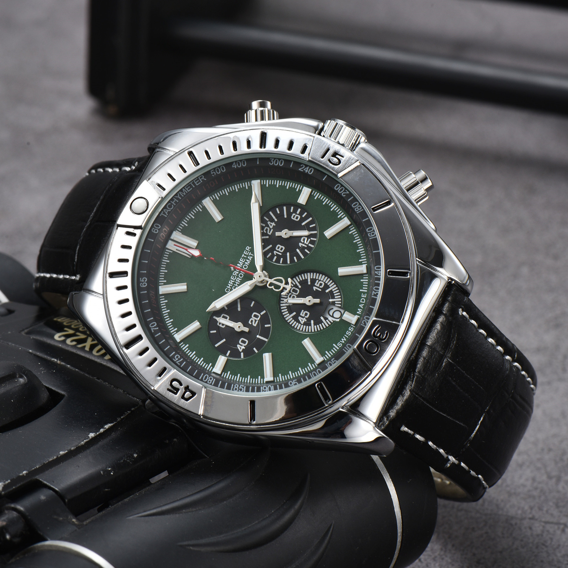 2023外贸热销男士钢带皮带BNL手表6针石英皮带手表厂家批发一件代 14