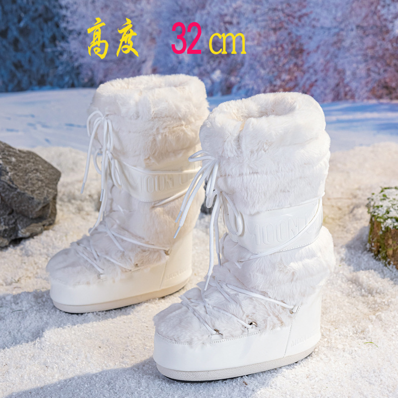 时尚月亮加绒雪地靴2025冬季新款厚底保暖防滑耐磨长筒滑雪靴女 8