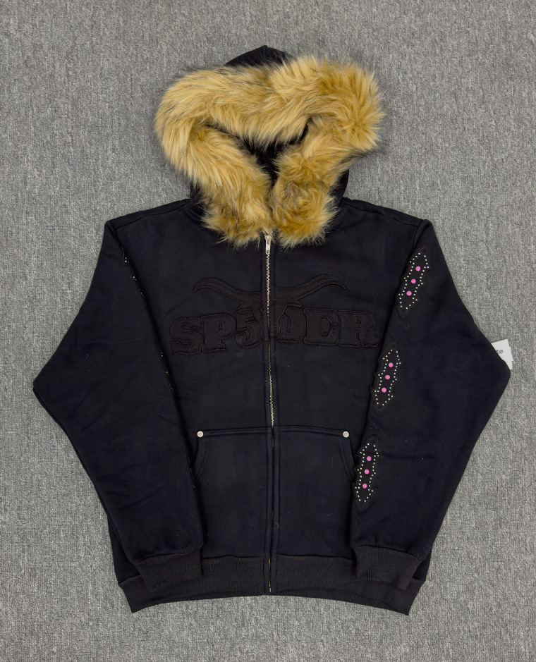 海外原版重磅450G加厚糕绒卫衣连帽衫男发泡印蜘蛛Sp5der hoodies 71