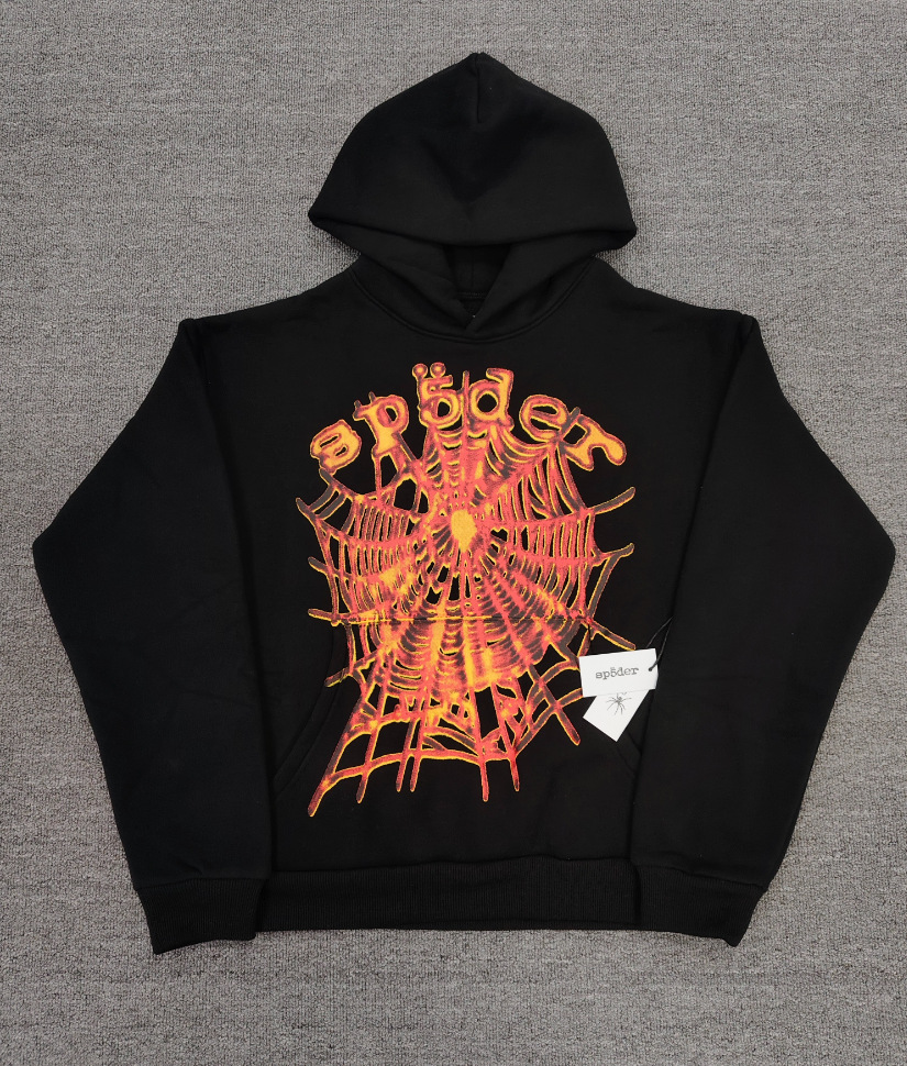 海外原版重磅450G加厚糕绒卫衣连帽衫男发泡印蜘蛛Sp5der hoodies 62