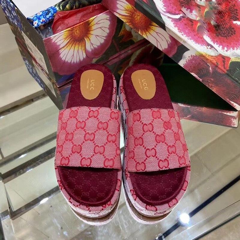 G家2023新款网红夏工厂直销刺绣拖鞋印花增高厚底休闲一字女凉拖 9