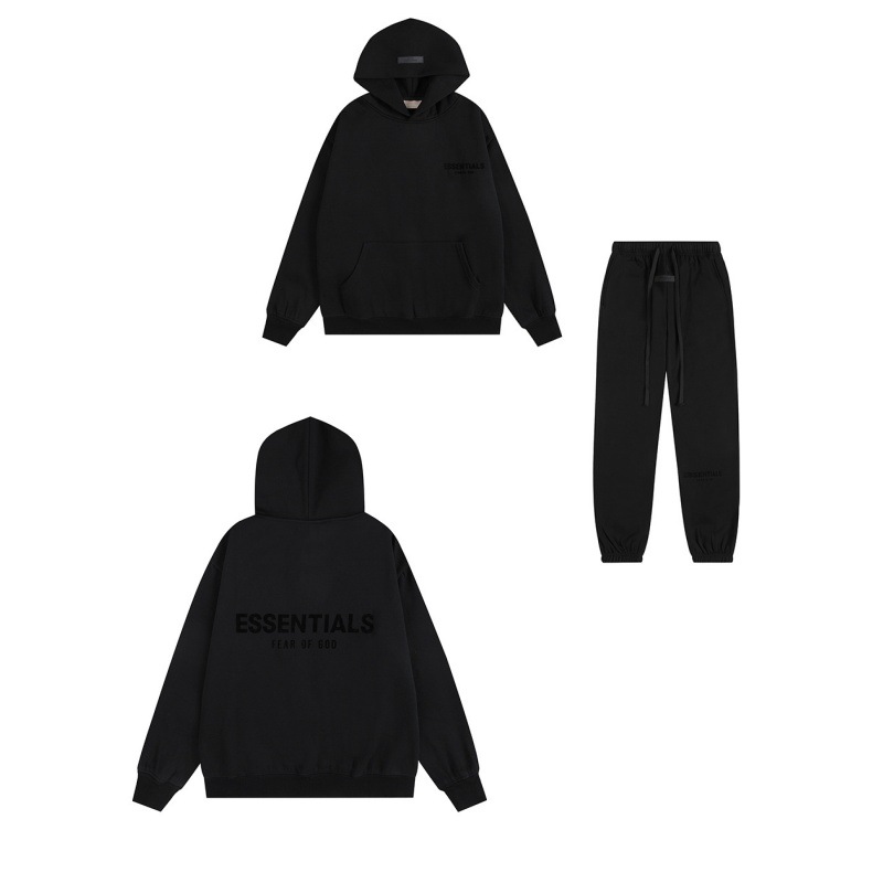 新款FEAR OF GOD ESSENTIALS植绒字母男女休闲宽松加绒连帽卫衣潮 8