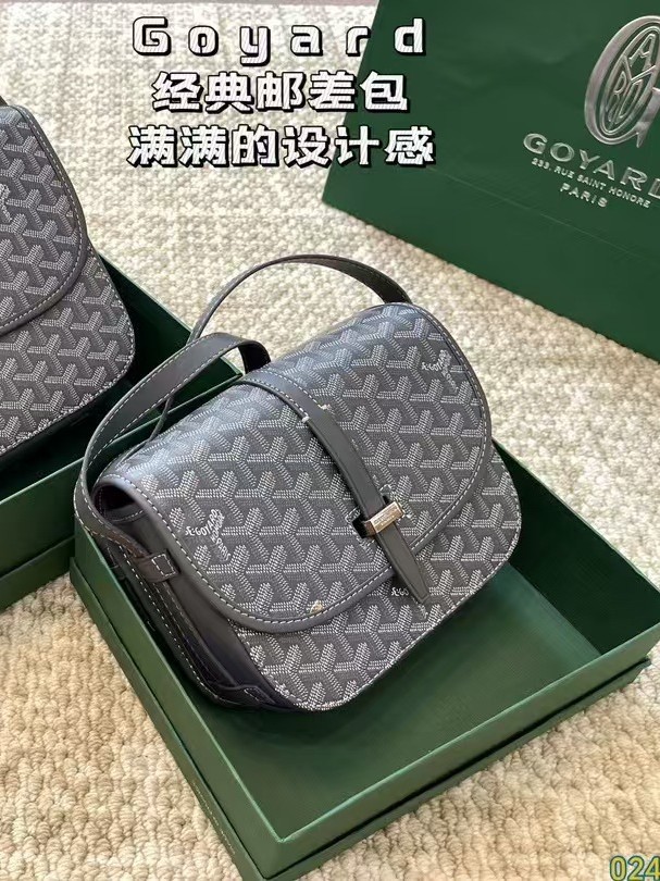 狗牙经典戈雅Goyard邮差包荔枝纹牛皮马鞍包单肩斜挎印花女包新款 9
