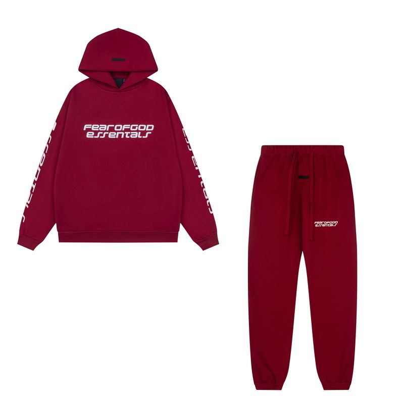 新款FEAR OF GOD ESSENTIALS植绒字母男女休闲宽松加绒连帽卫衣潮 36