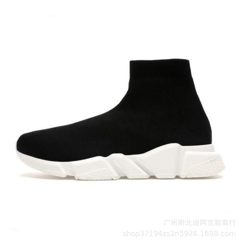 跨境巴黎弹力袜子鞋女高帮休闲运动鞋B家百搭厚底针织短靴子袜靴 17