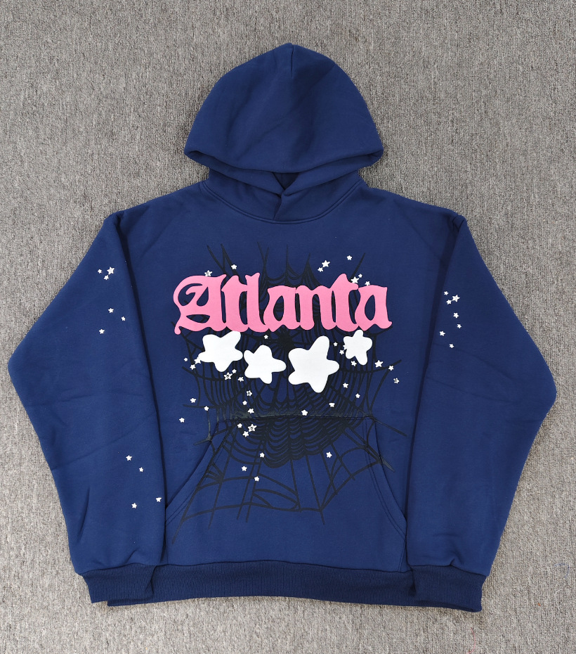 海外原版重磅450G加厚糕绒卫衣连帽衫男发泡印蜘蛛Sp5der hoodies 63