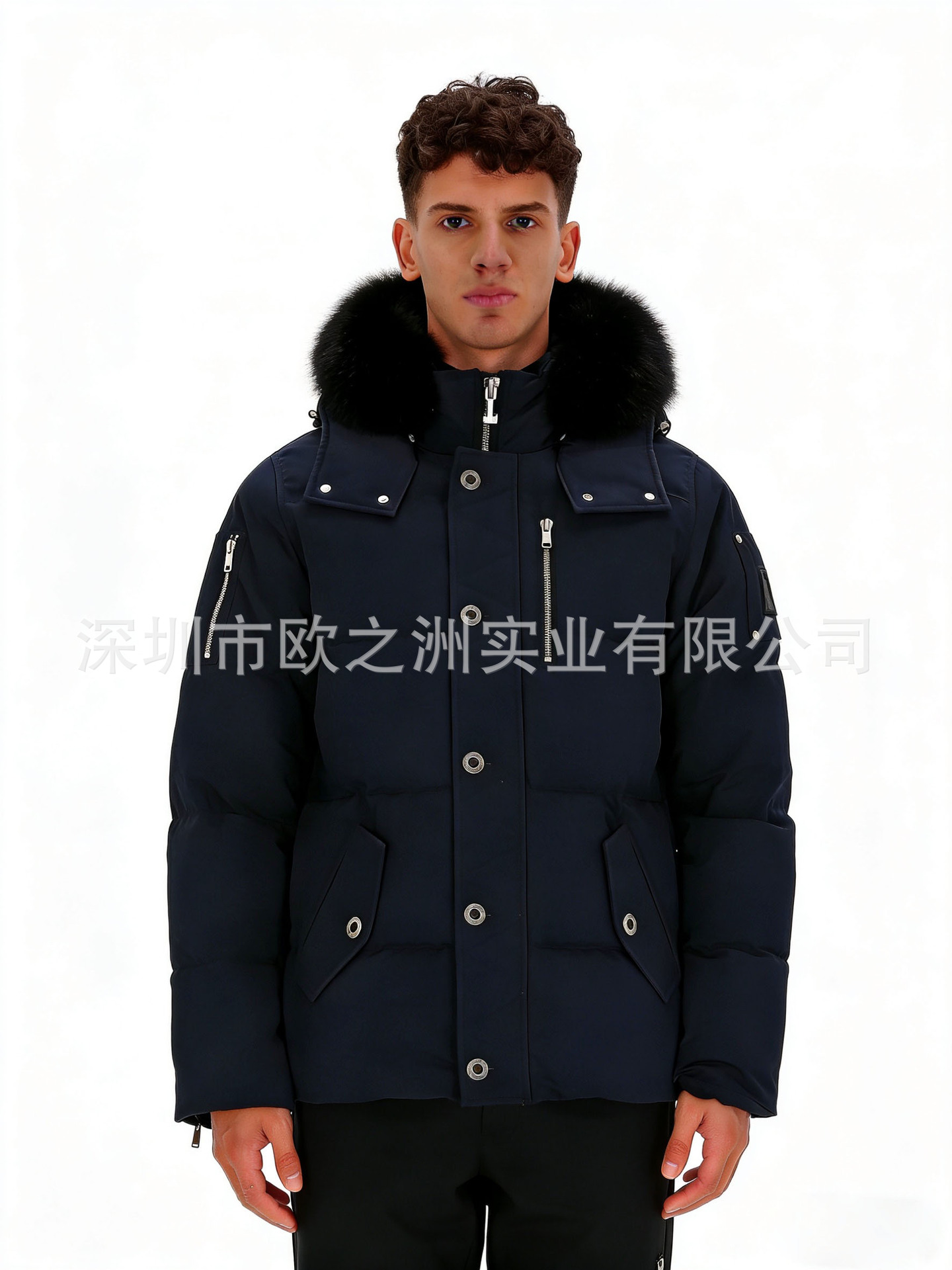 PalmMooseMenCanadianStyleFoxFurHooded3QDownJacket 9