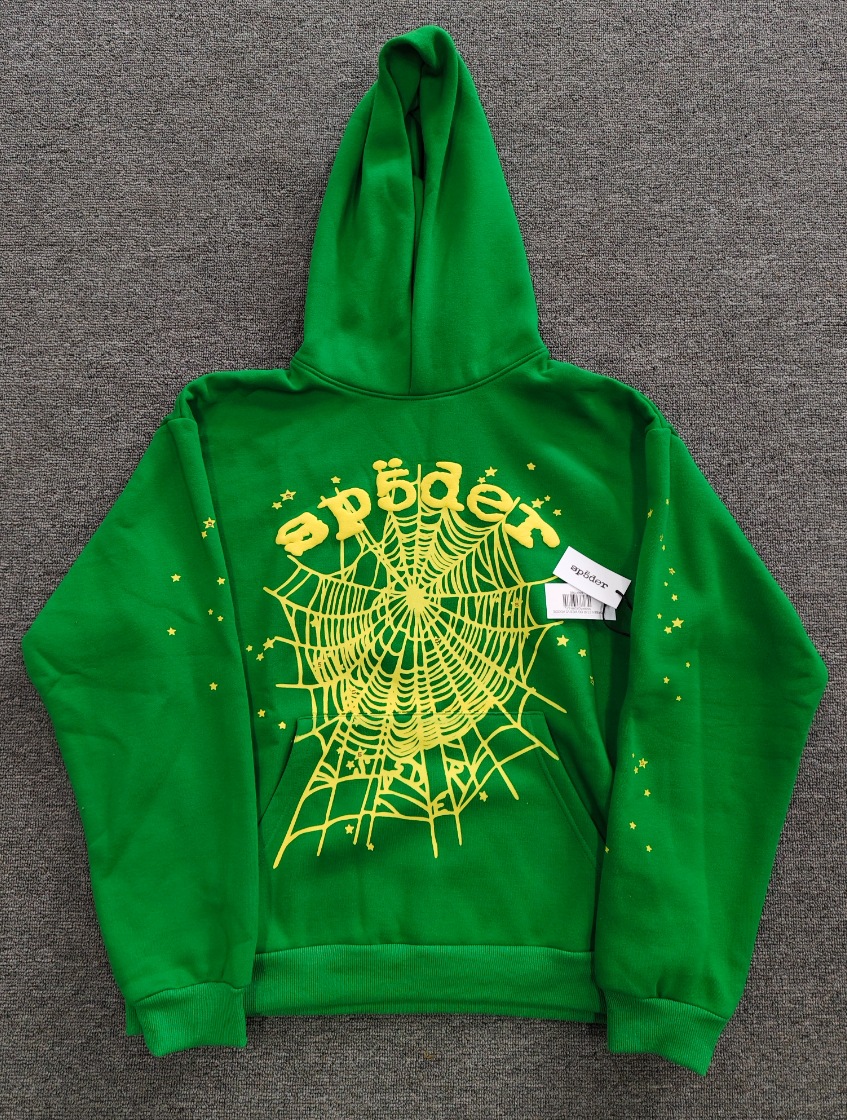 海外原版重磅450G加厚糕绒卫衣连帽衫男发泡印蜘蛛Sp5der hoodies 8