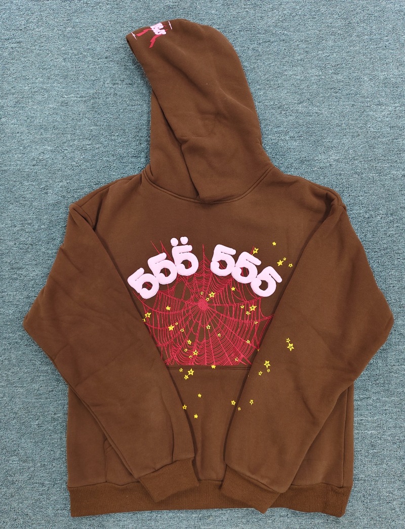 海外原版重磅450G加厚糕绒卫衣连帽衫男发泡印蜘蛛Sp5der hoodies 74