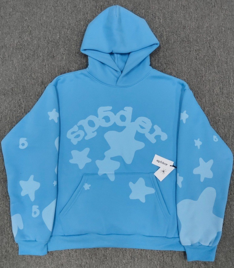 海外原版重磅450G加厚糕绒卫衣连帽衫男发泡印蜘蛛Sp5der hoodies 26