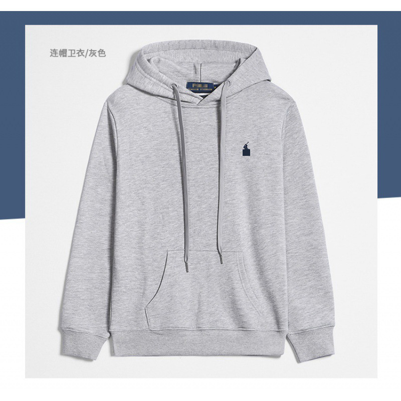 春秋款RL长袖卫衣男士休闲纯色刺绣小马标拉链套头开衫卫衣 18