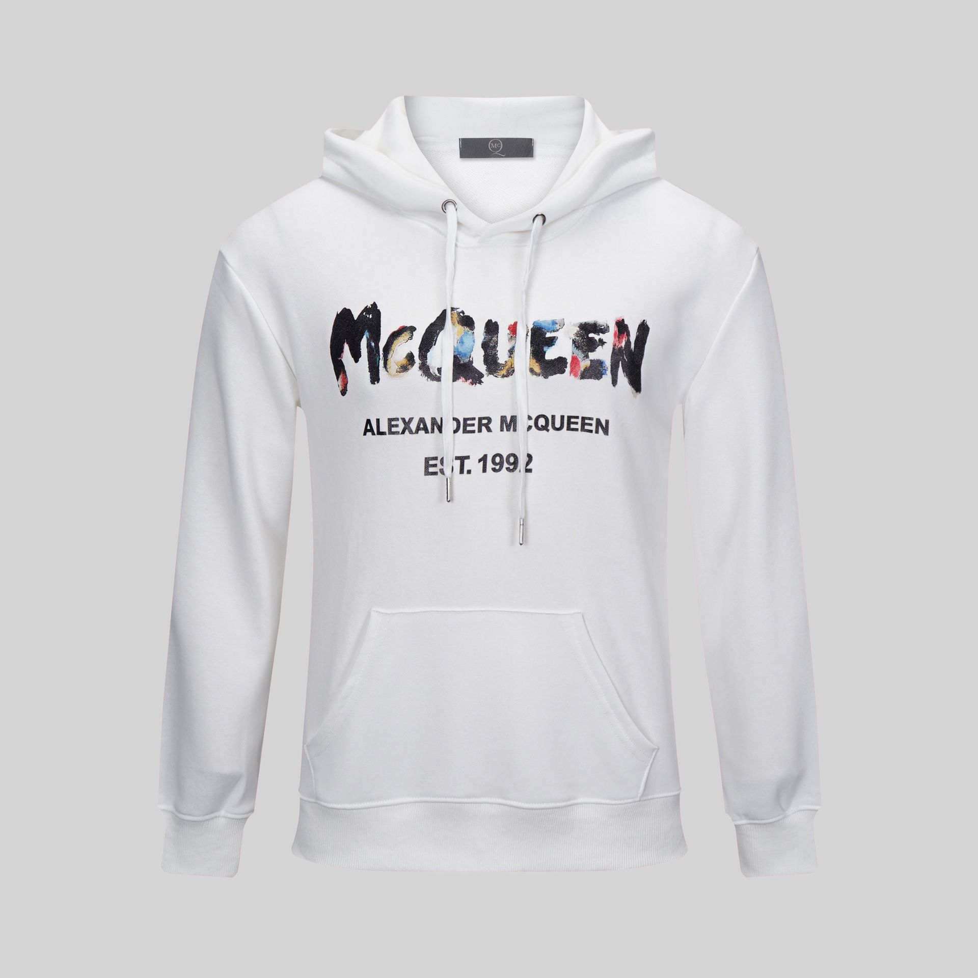 麦昆帽衫 跨境潮牌Alexander Mcqueen字母涂鸦炫彩男女款连帽卫衣 2