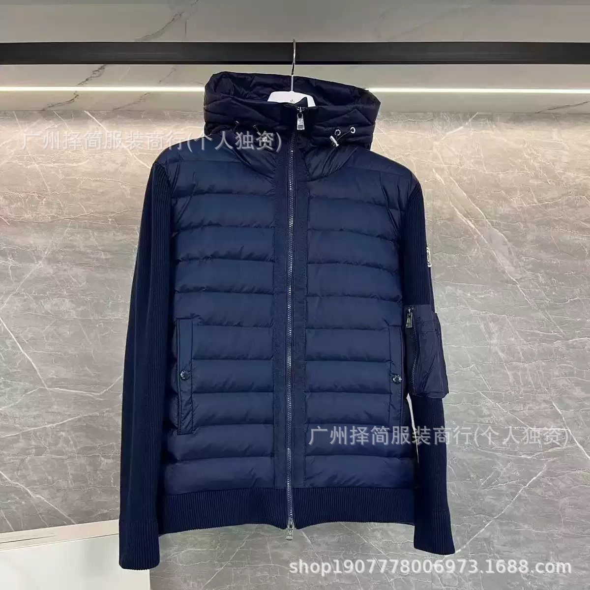 欧洲站M蒙家针织拼接休闲羽绒男白鸭绒保暖时髦修身立领外套羽绒 14
